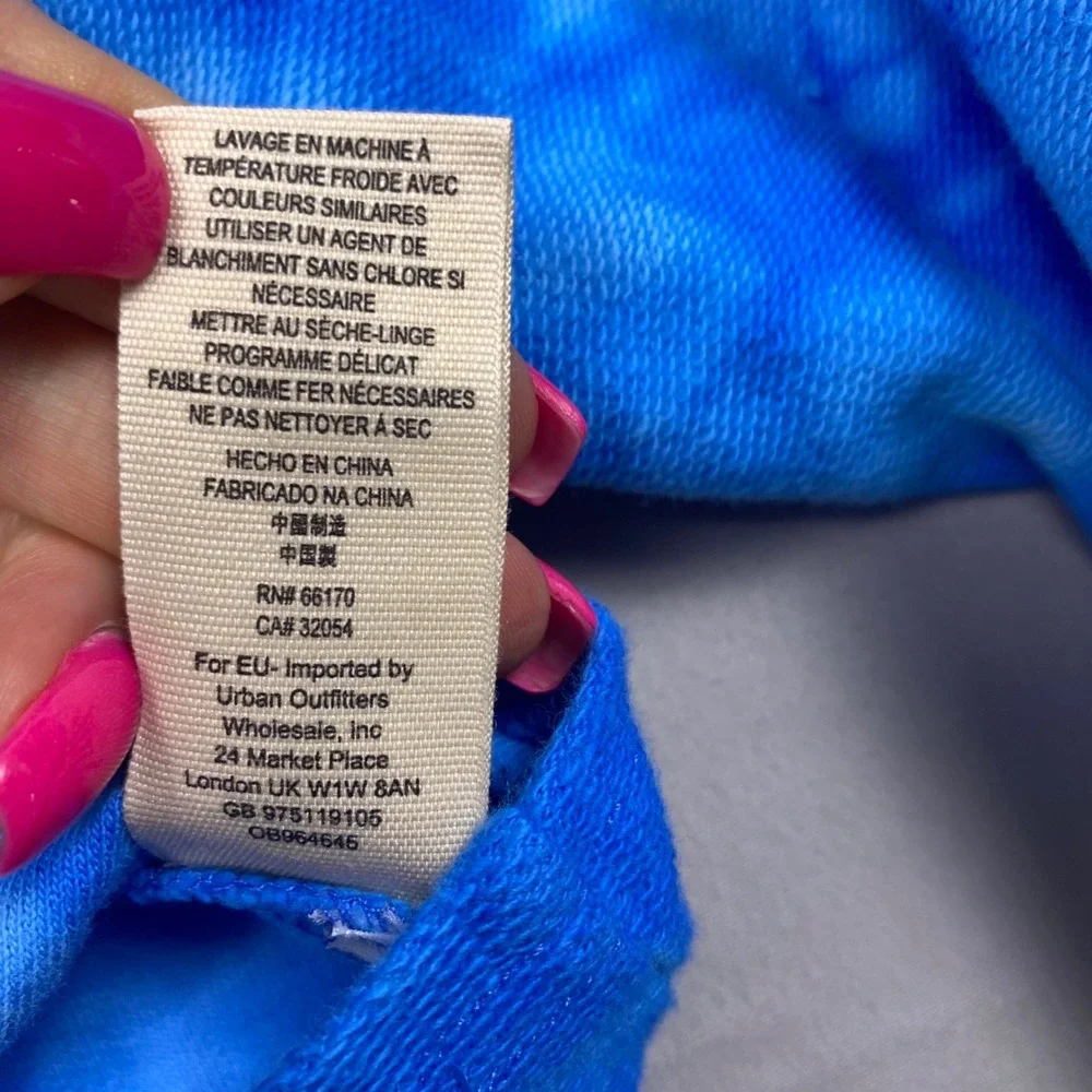 Free People Kelly Tie Dye Crop Sweatshirt Womens Blue Oversized Fleece Pullover